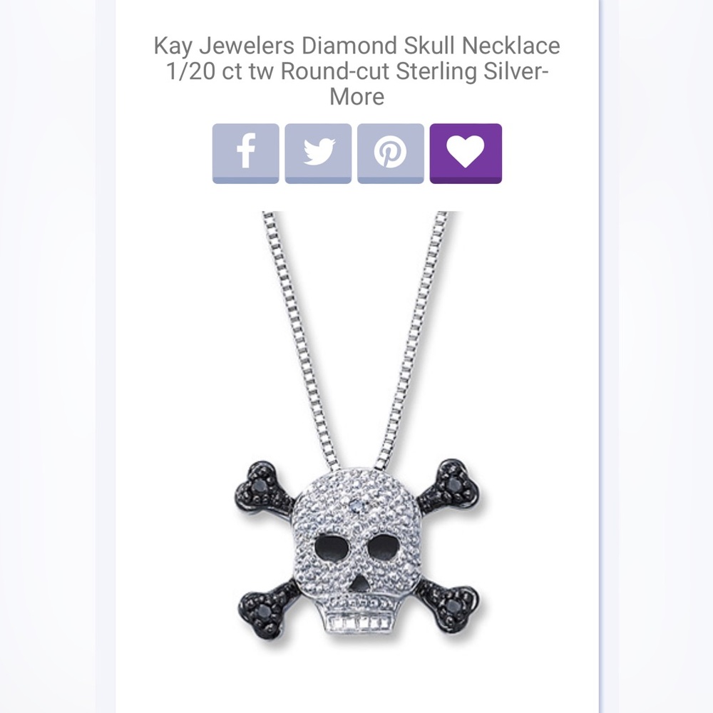 NWOT Black Diamond Sterling Skull Necklace